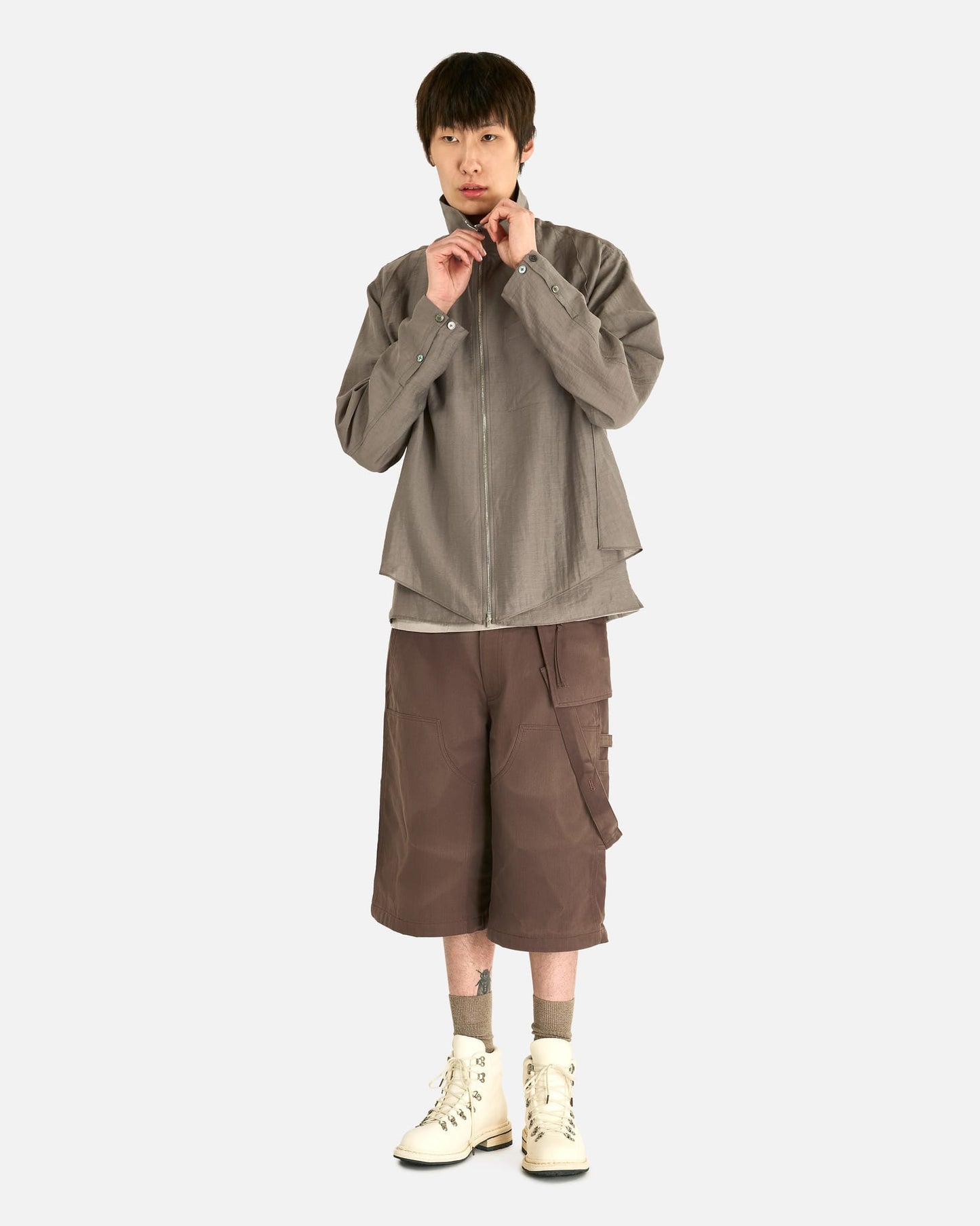 JiyongKim Men's Pants Work Half Trousers in Brown