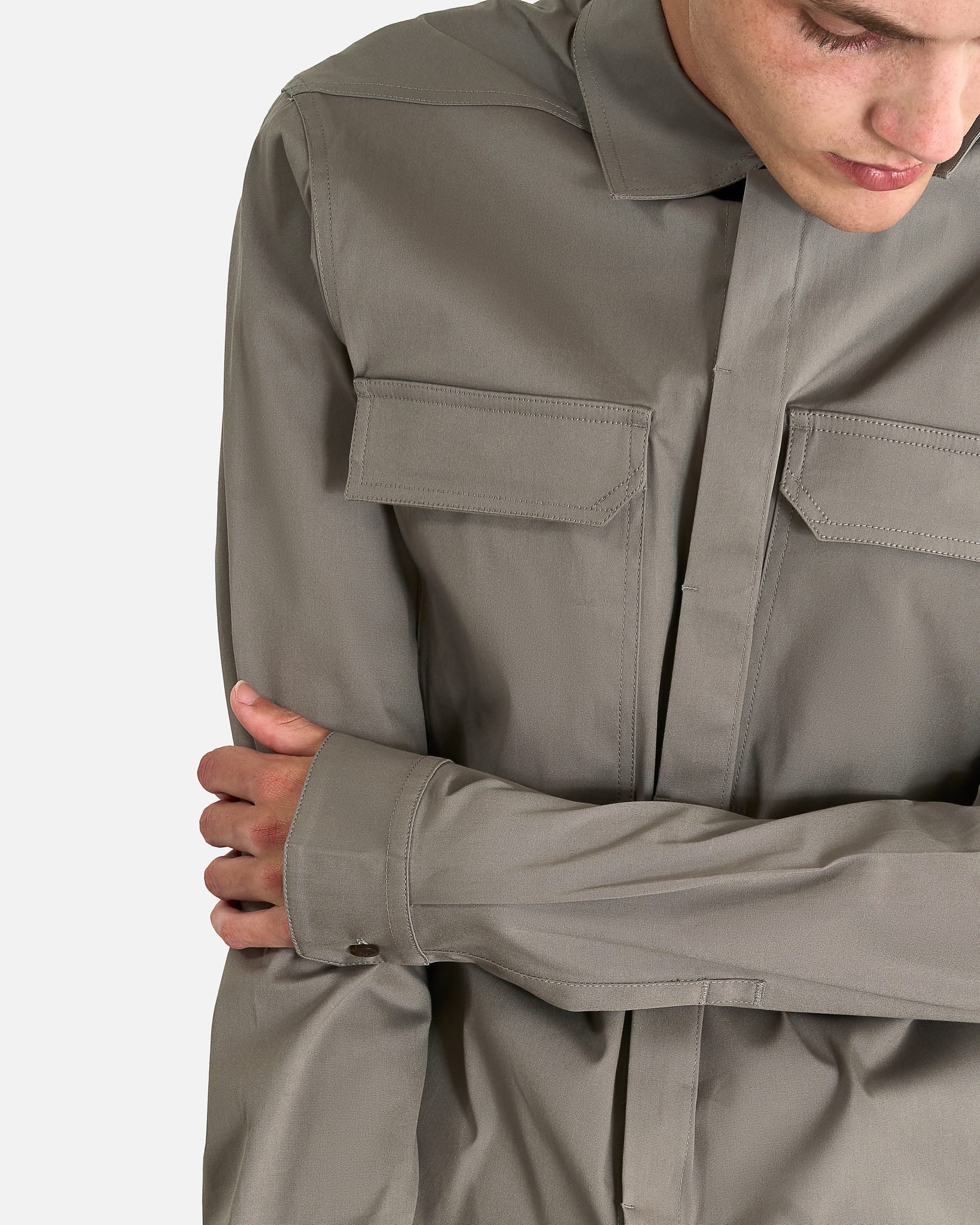 Rick Owens Men's Shirts Work Shirt in Steel