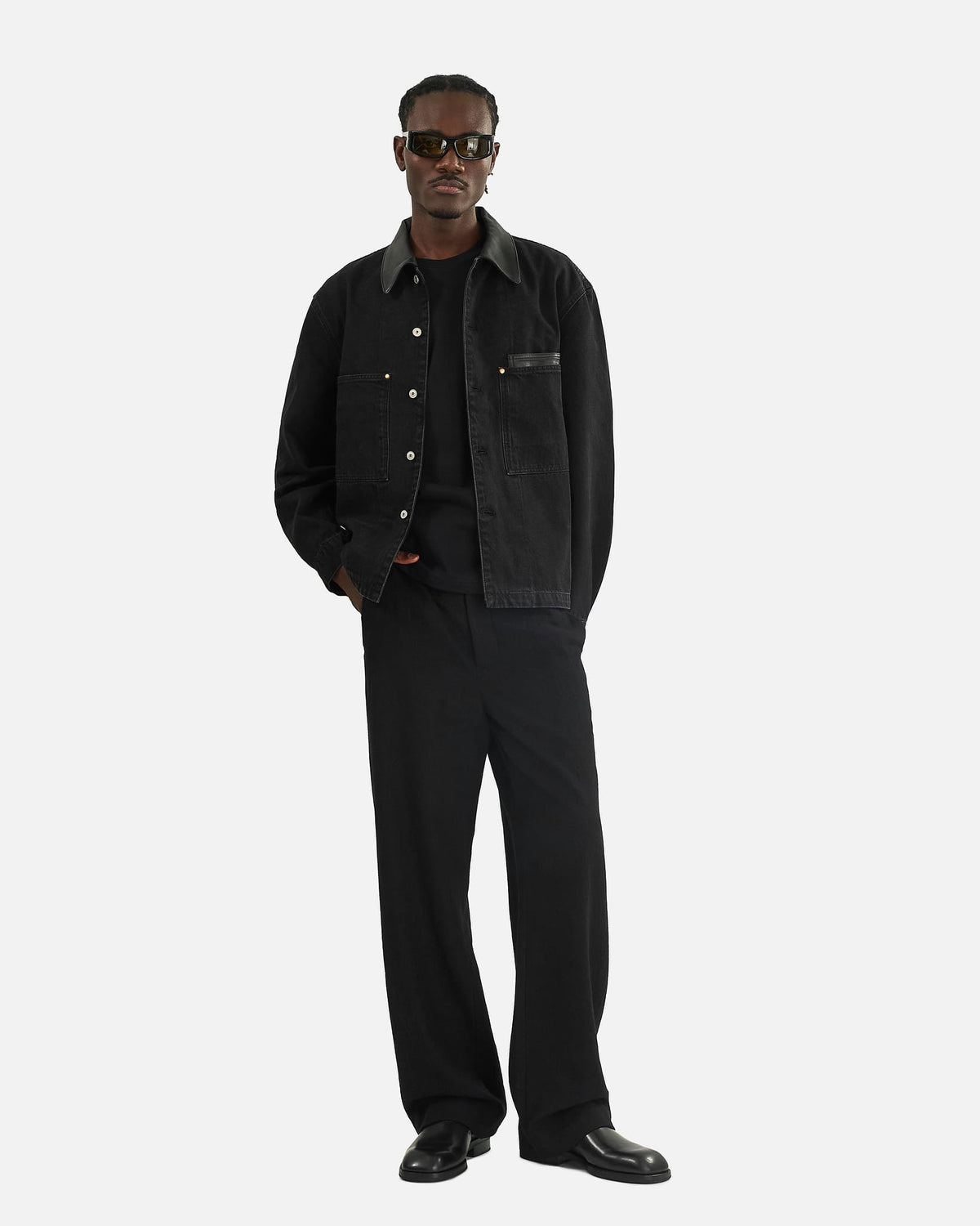 LEMAIRE Men's Shirts Workwear Overshirt in Black