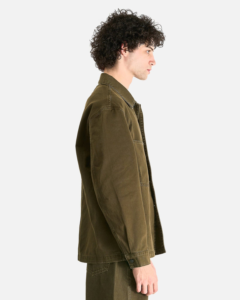 LEMAIRE Men's Shirts Workwear Overshirt in Moss Green