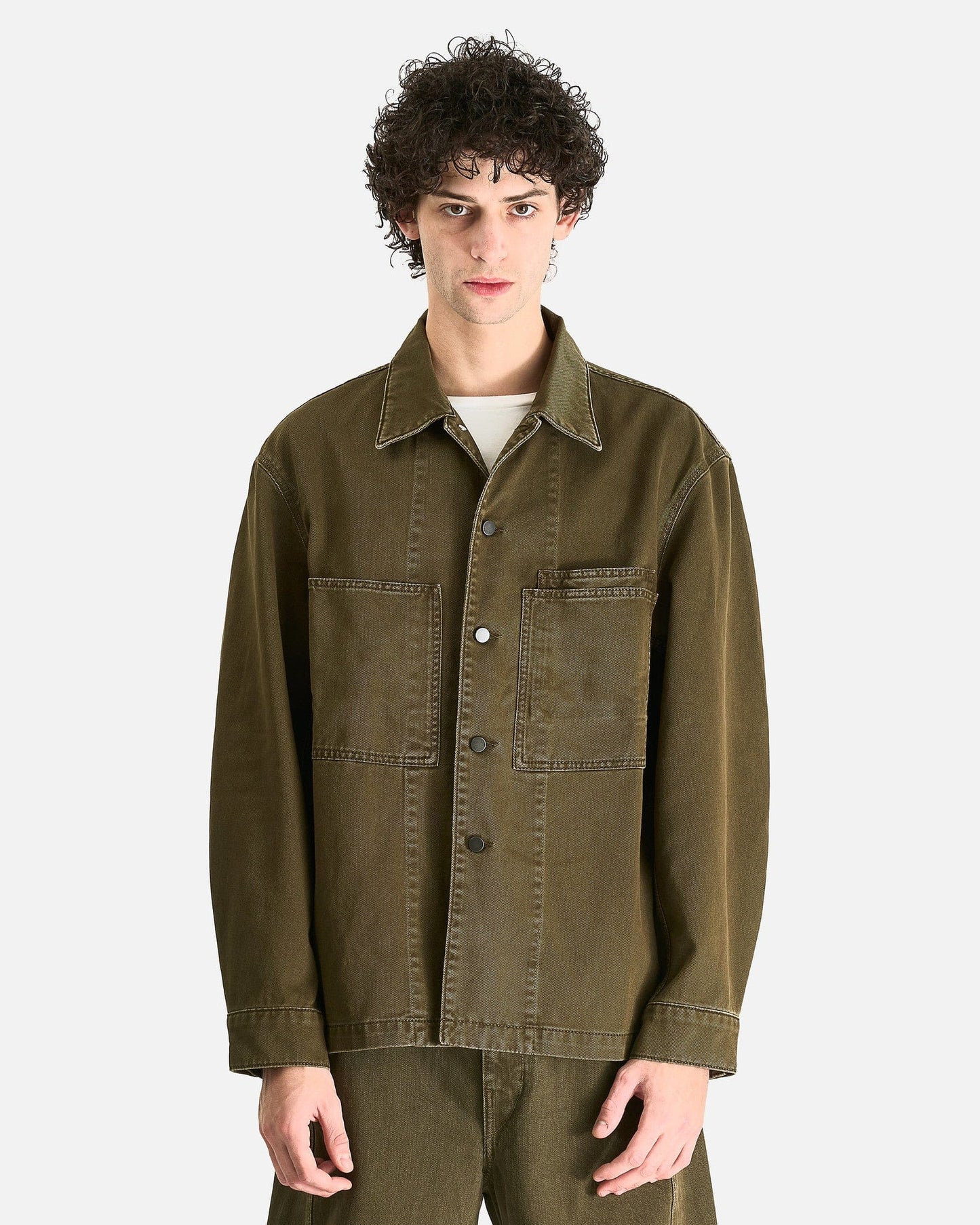 LEMAIRE Men's Shirts Workwear Overshirt in Moss Green