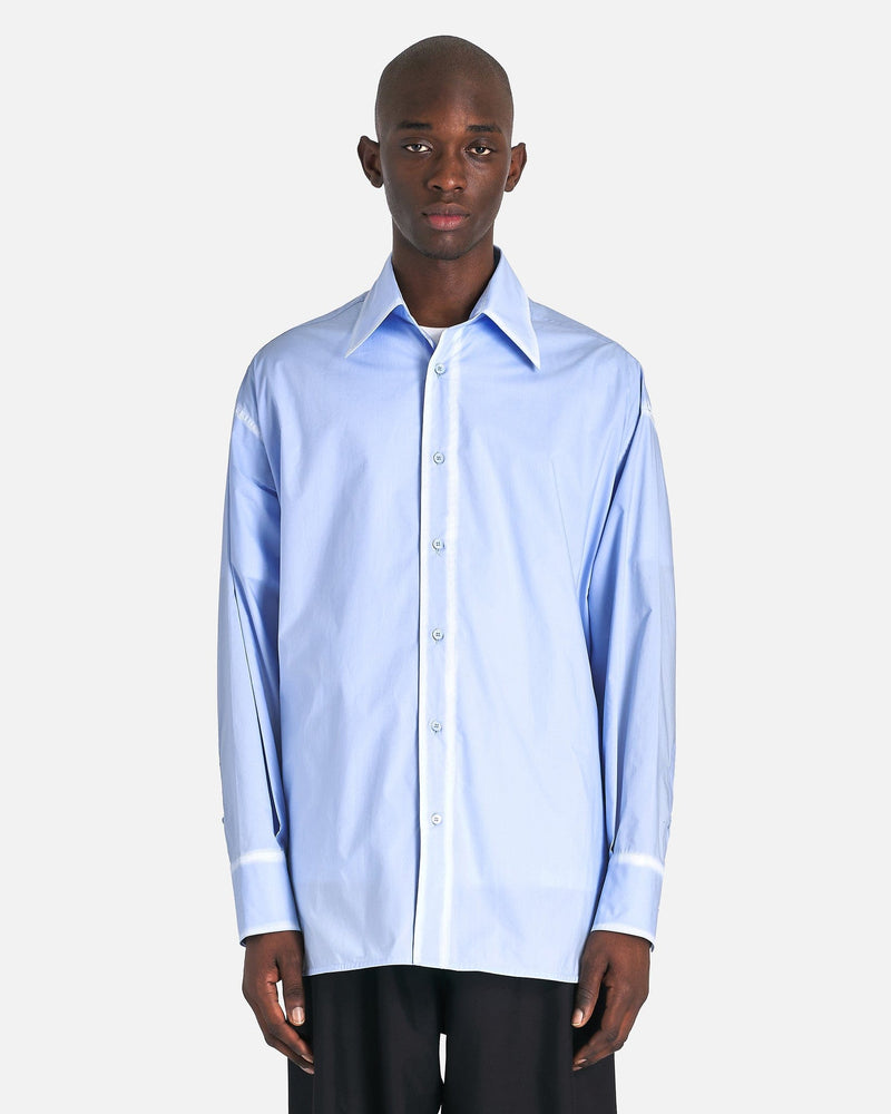 Worn Effect Poplin Shirt in Light Blue – SVRN