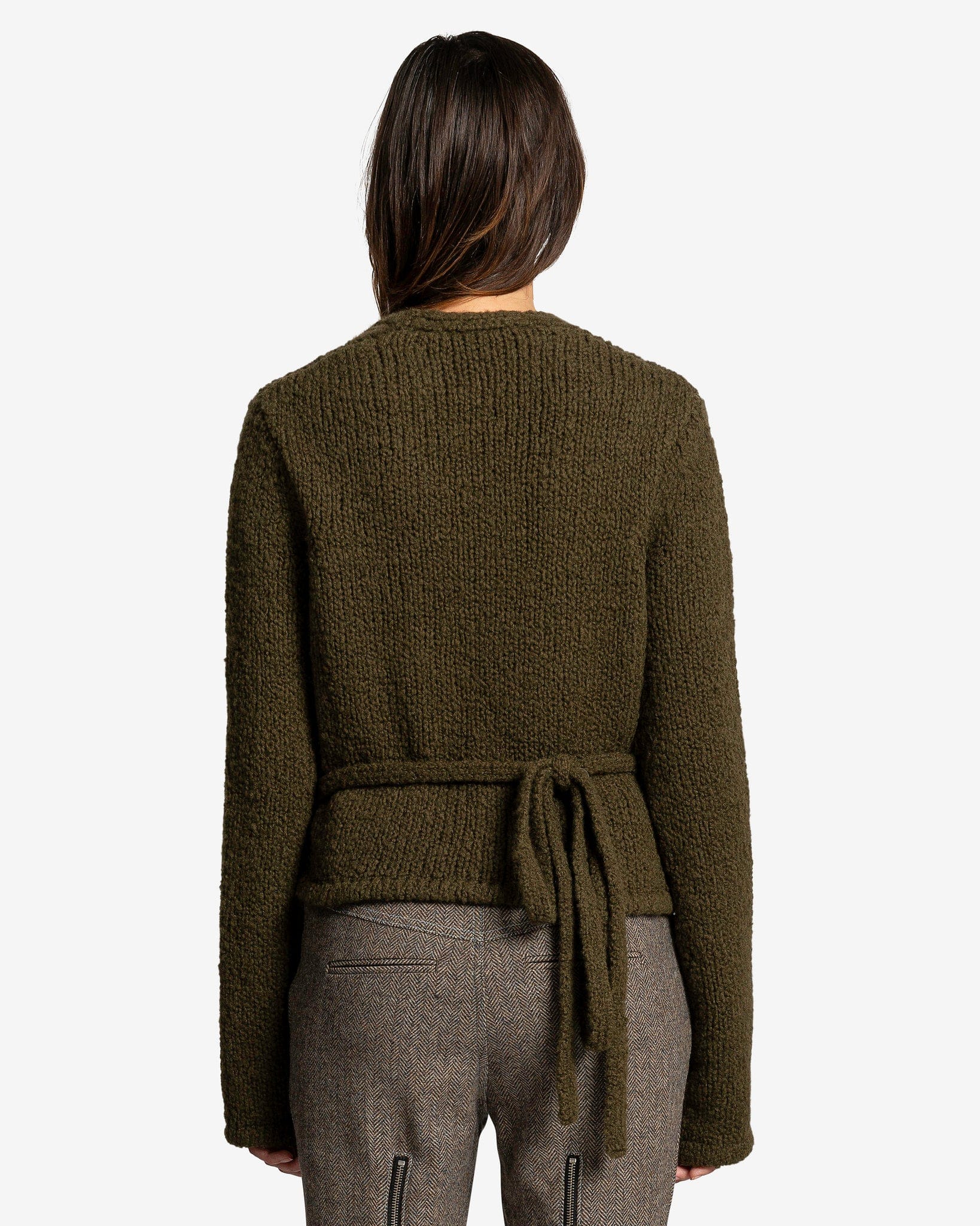 Our Legacy Women Sweaters Wrap Knit in Olive Cartoon Wool