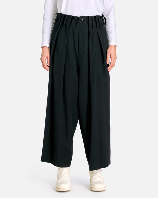 Y's by Yohji Yamamoto Women Pants 02 Y-2 Tuck Gathered P in Black