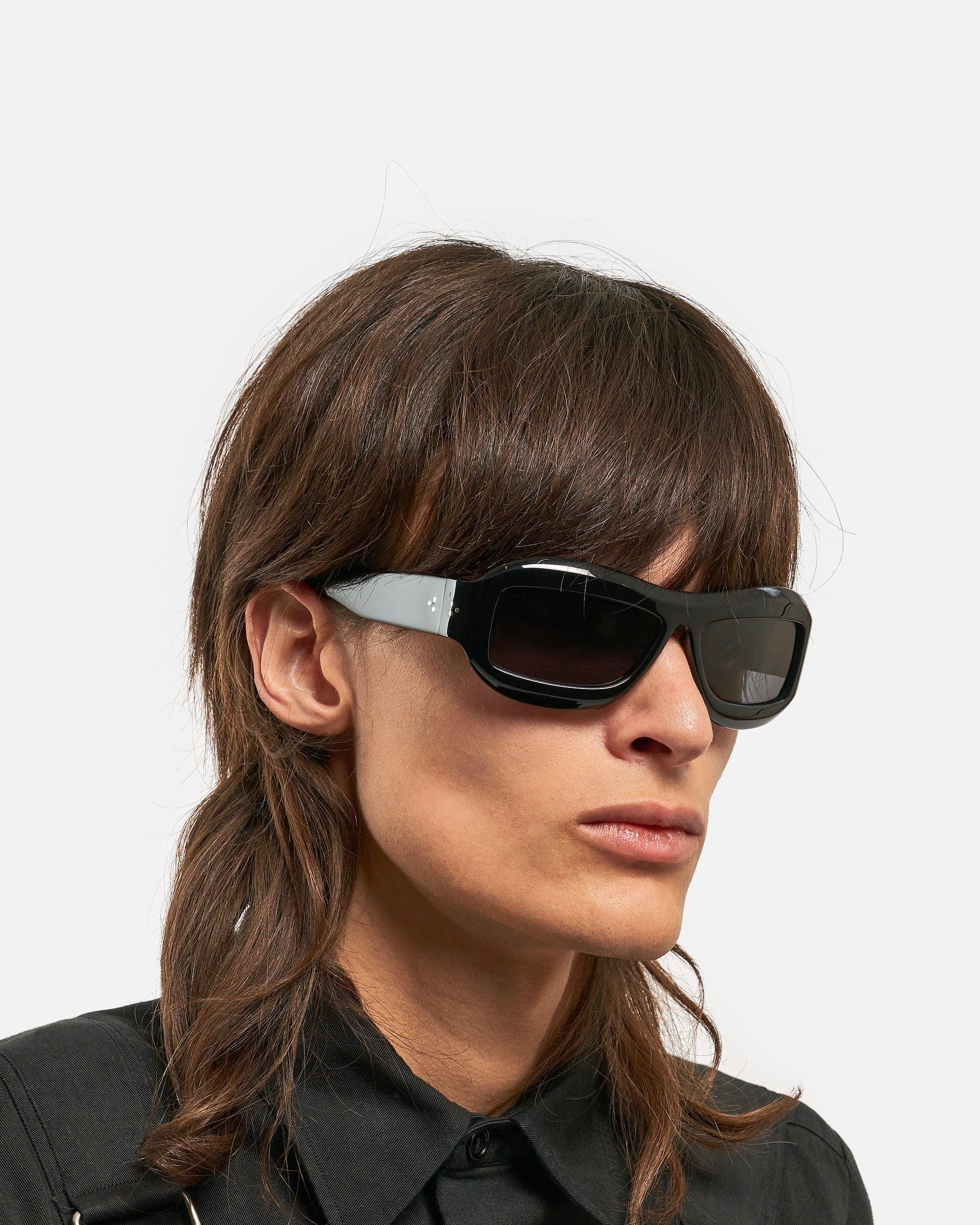 Port Tanger Eyewear O/S Zarin in Black Acetate/Black Lens