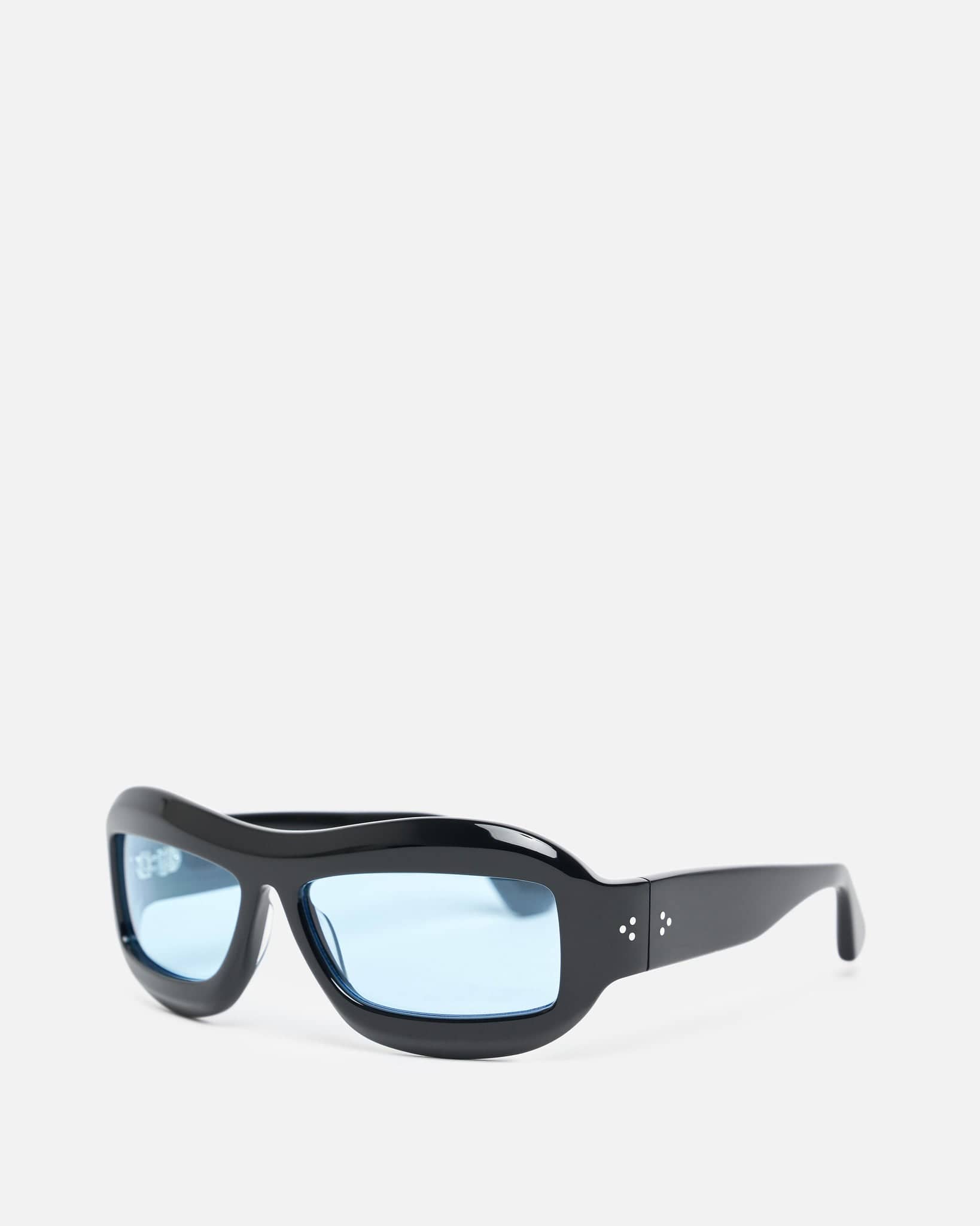 Port Tanger Eyewear O/S Zarin in Black Acetate/Rif Blue Lens