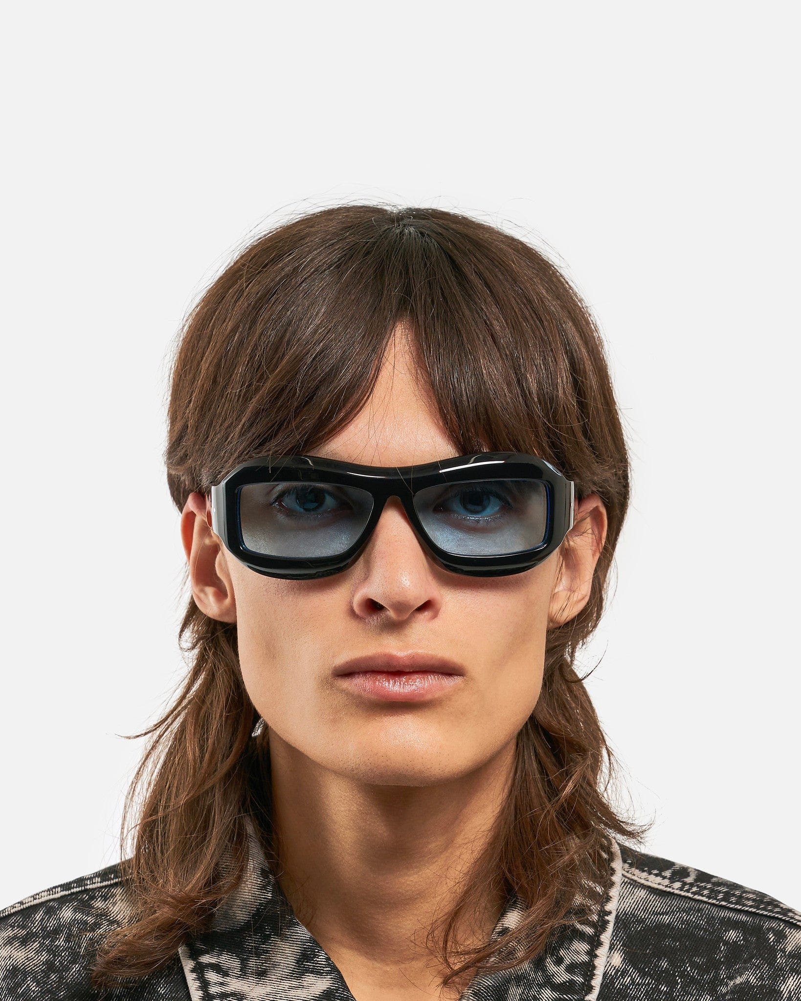 Port Tanger Eyewear O/S Zarin in Black Acetate/Rif Blue Lens