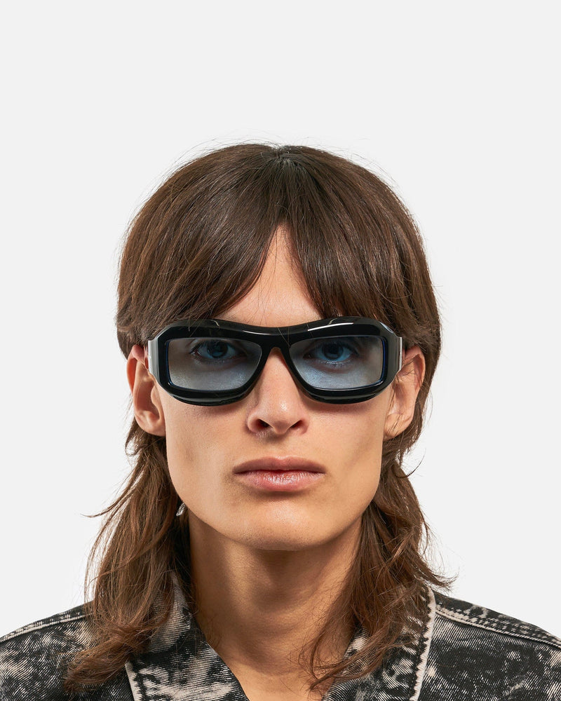Port Tanger Eyewear O/S Zarin in Black Acetate/Rif Blue Lens