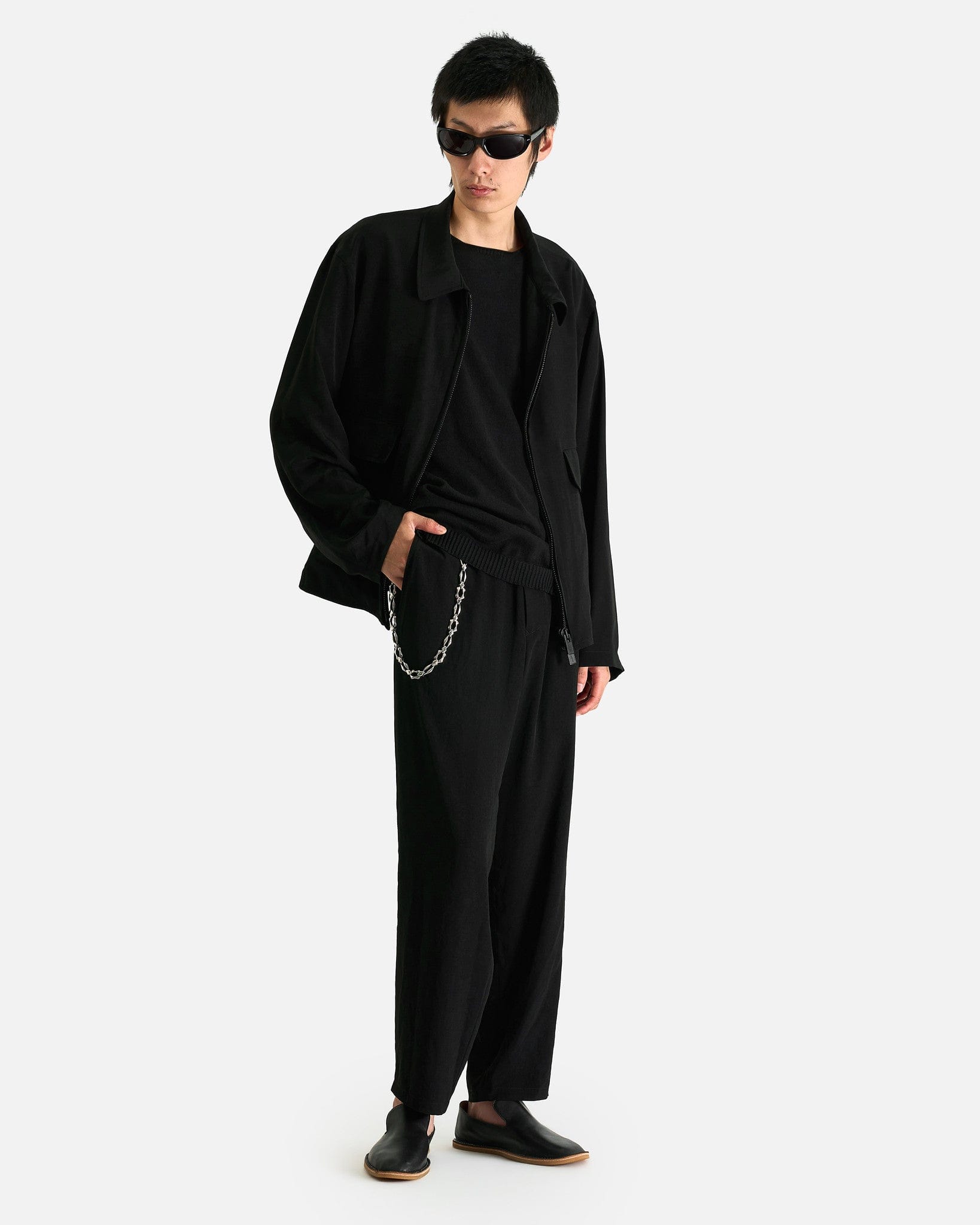 Yohji Yamamoto Pour Homme Men's Shirts Zip Blouse in Black