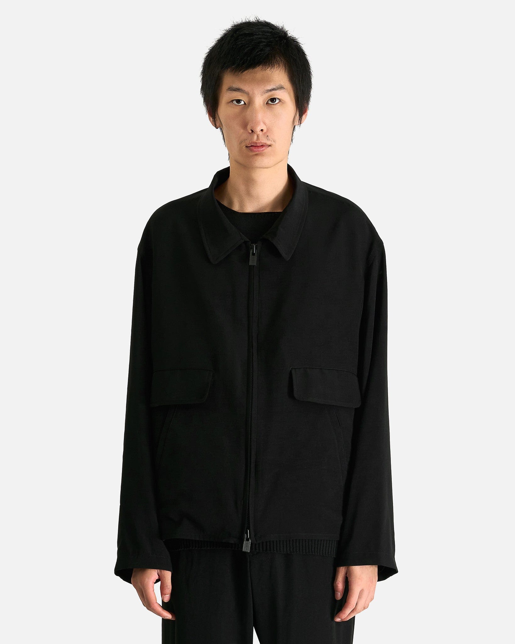Yohji Yamamoto Pour Homme Men's Shirts Zip Blouse in Black