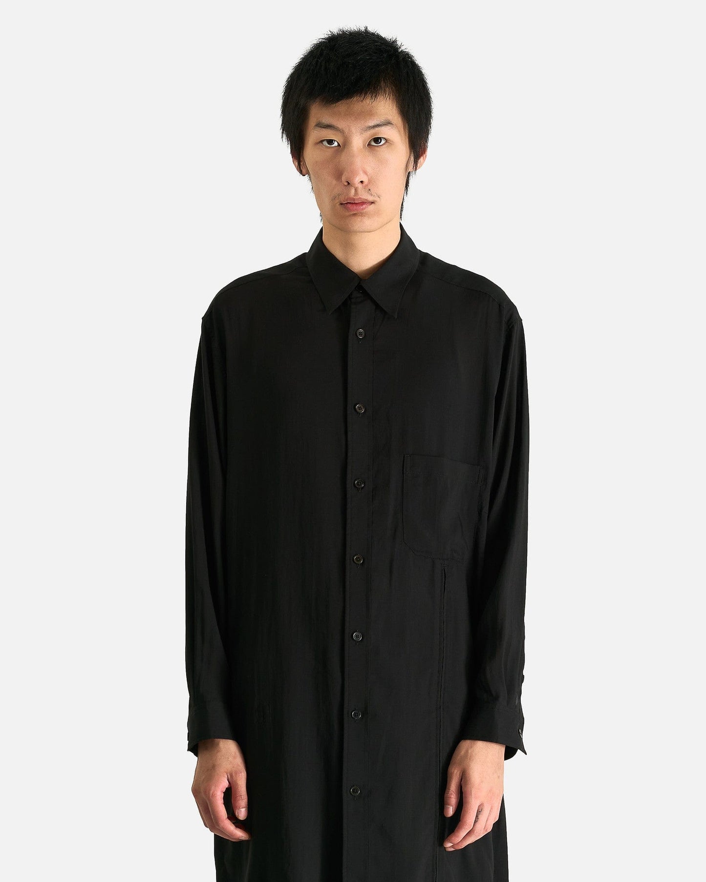 Yohji Yamamoto Pour Homme Men's Shirts Zip & Button Detail B in Black