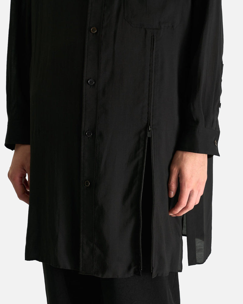 Yohji Yamamoto Pour Homme Men's Shirts Zip & Button Detail B in Black