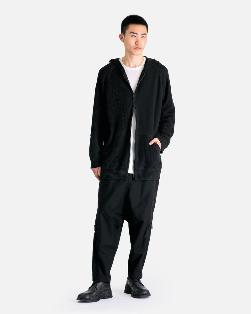 Yohji Yamamoto Pour Homme Men's Sweatshirts Zip Hoodie in Black