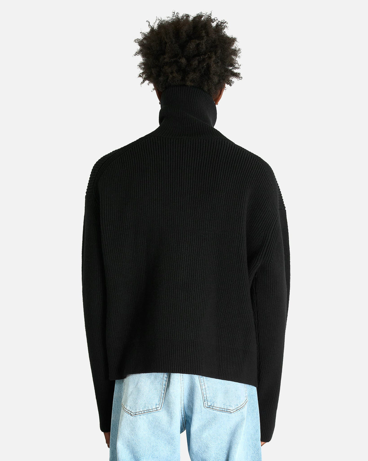 Studio Nicholson Men's Knitwear Zip Through Ribbed Jumper in Black