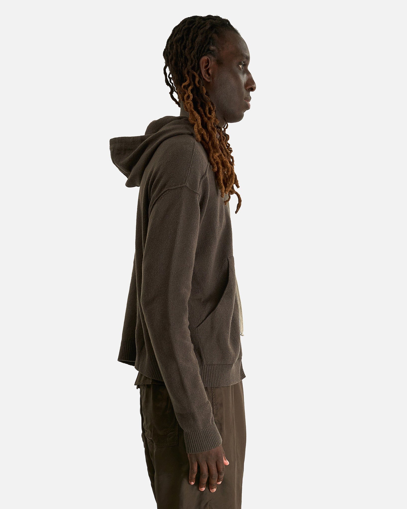 Rick Owens Men Sweaters Zipped Hoodie in Darkdust