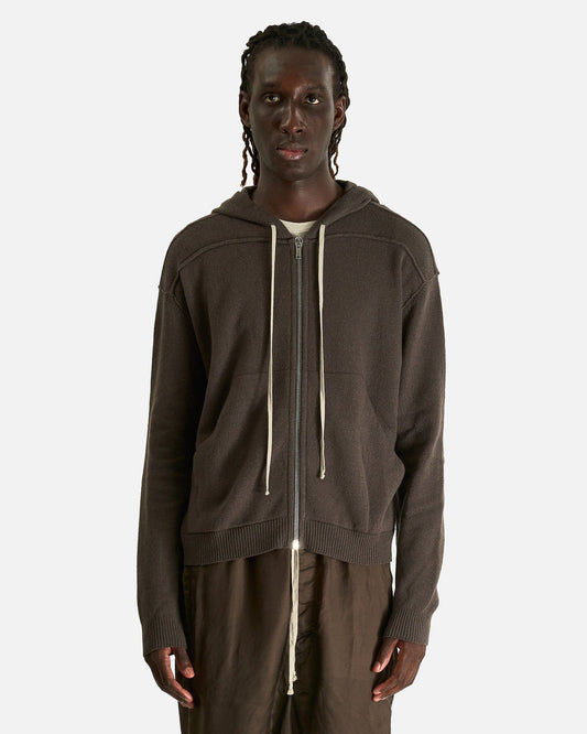 Rick Owens Men Sweaters Zipped Hoodie in Darkdust