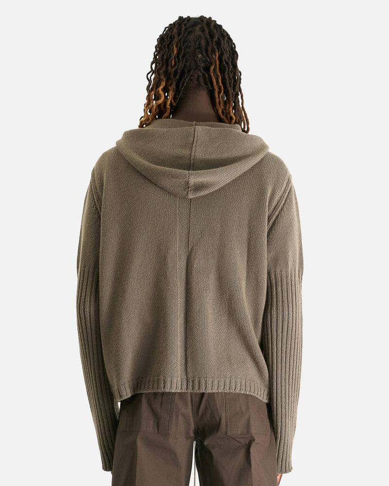 Rick Owens Men Sweaters Zipped Hoodie in Dust