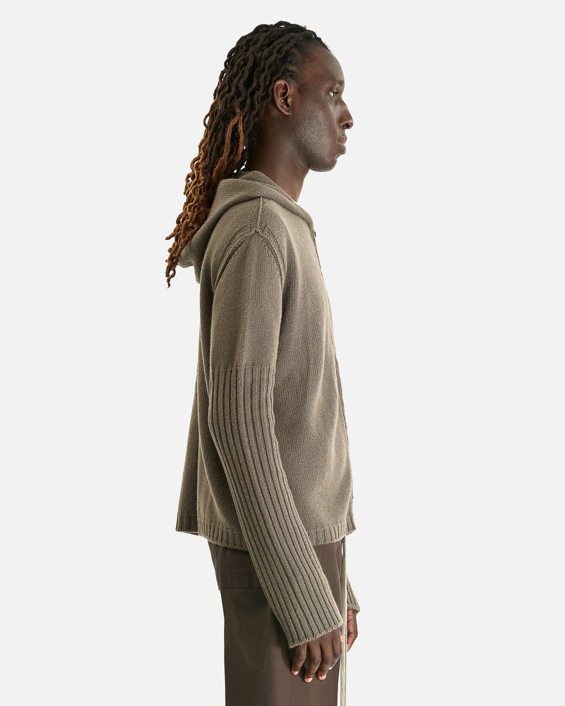 Rick Owens Men Sweaters Zipped Hoodie in Dust