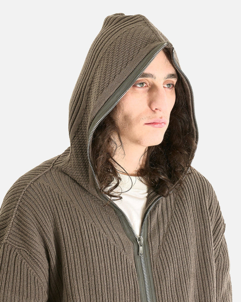 Rick Owens Men Sweaters Zipped Hoodie in Dust