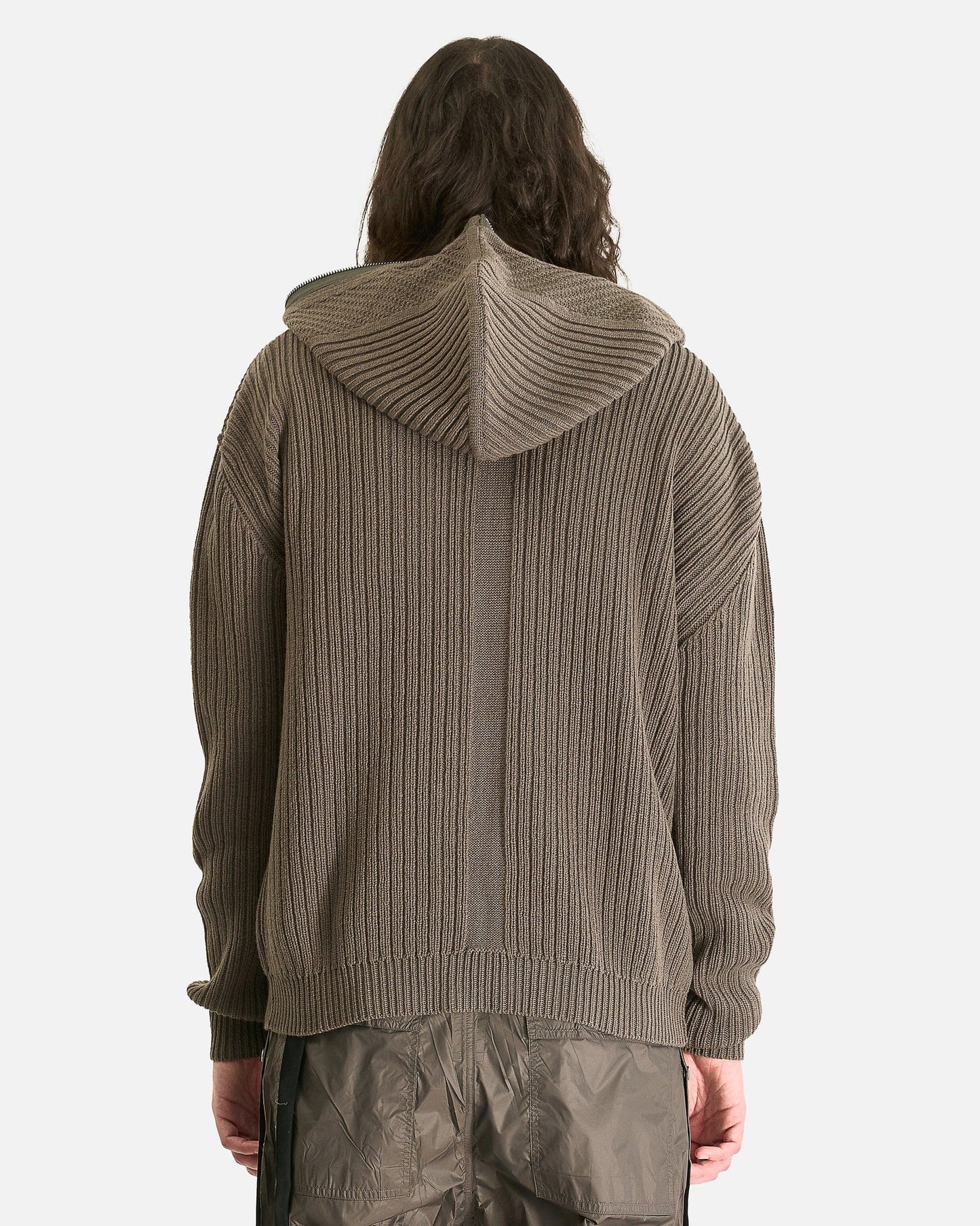 Rick Owens Men Sweaters Zipped Hoodie in Dust
