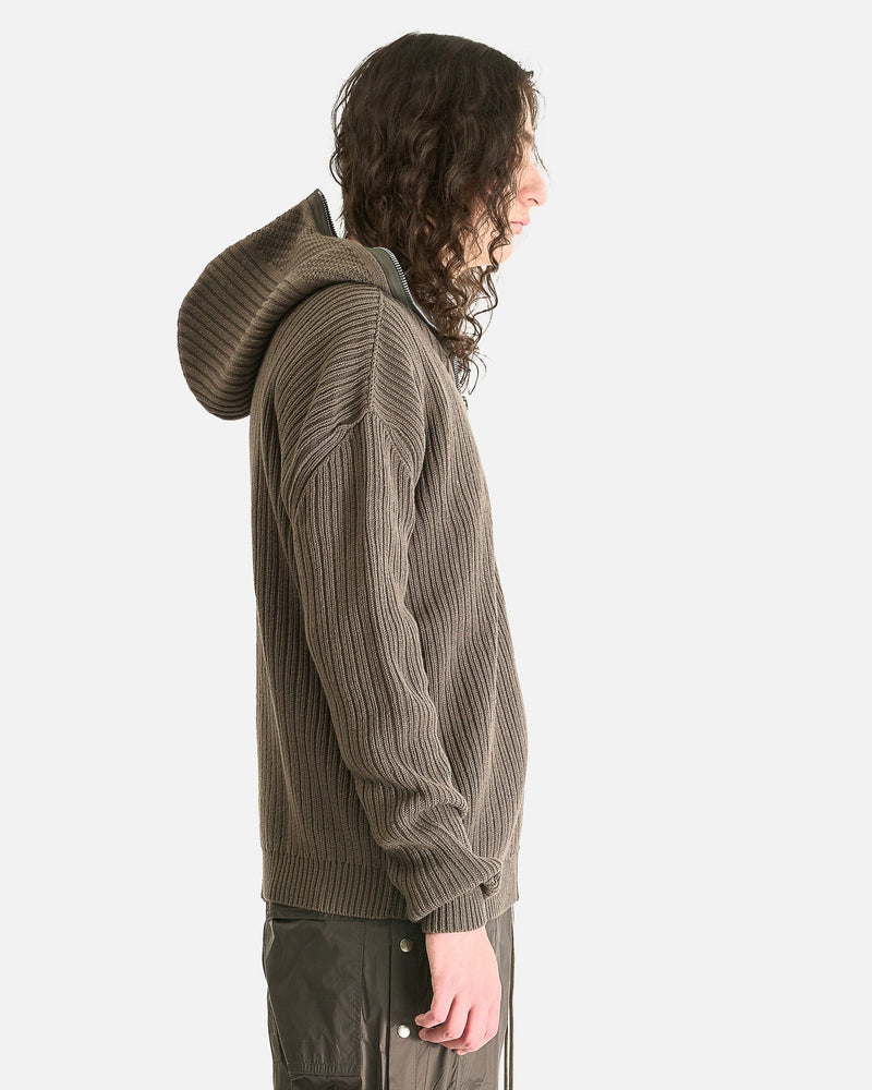 Rick Owens Men Sweaters Zipped Hoodie in Dust