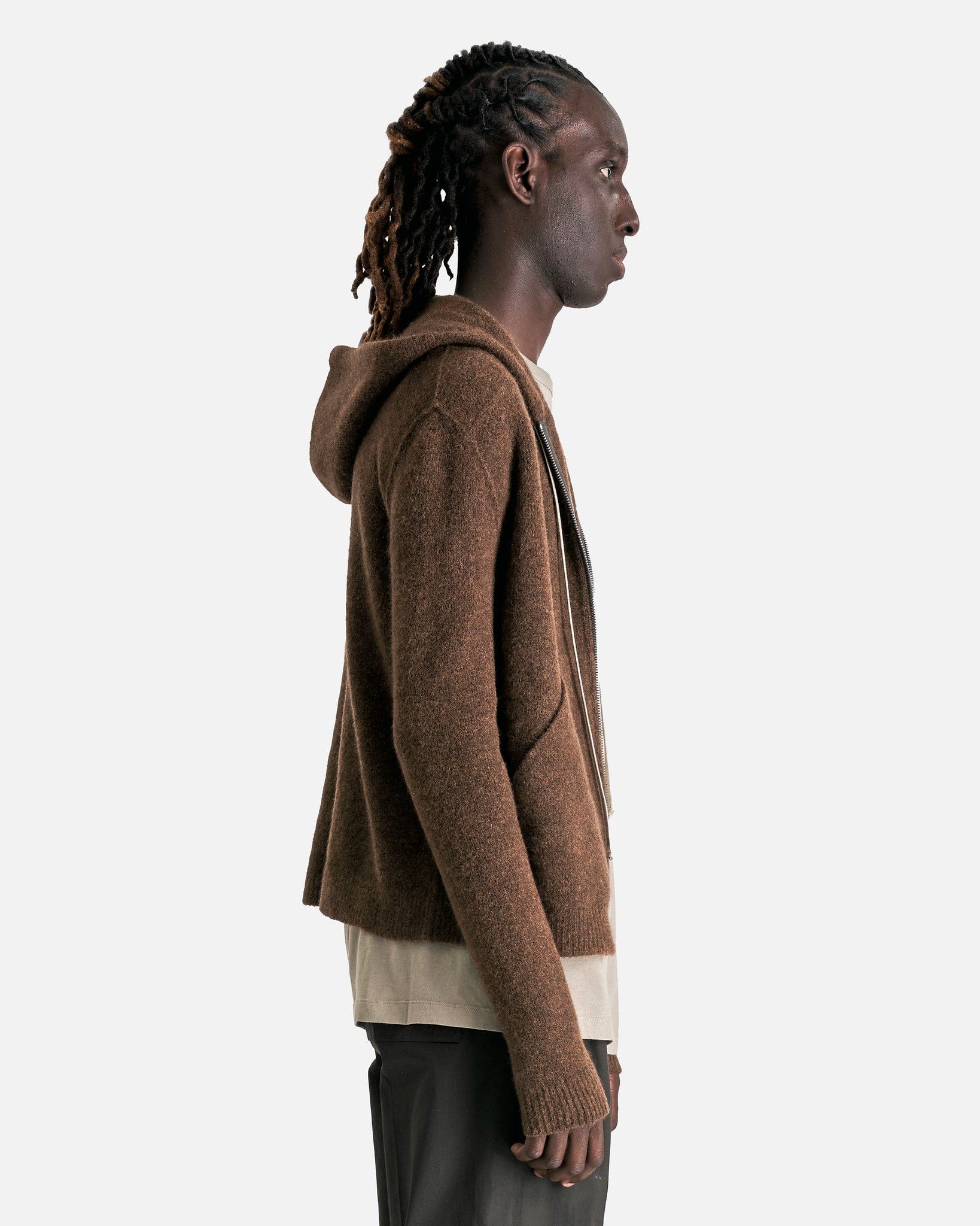 Zipped Long Hoodie in Brown – SVRN
