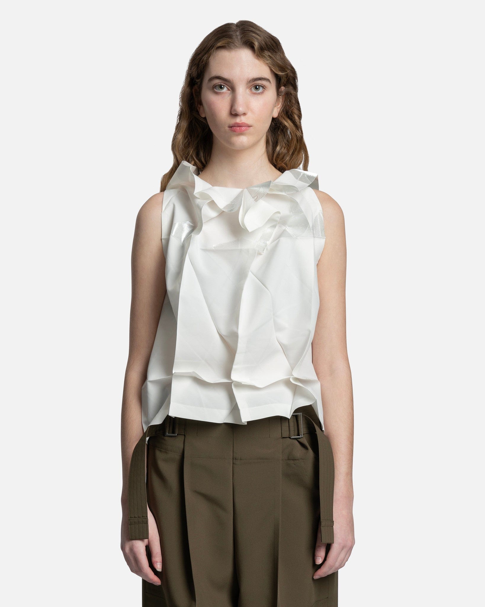 132 5. Issey Miyake Women Tops 132 5. Standard Blouse in White/Silver