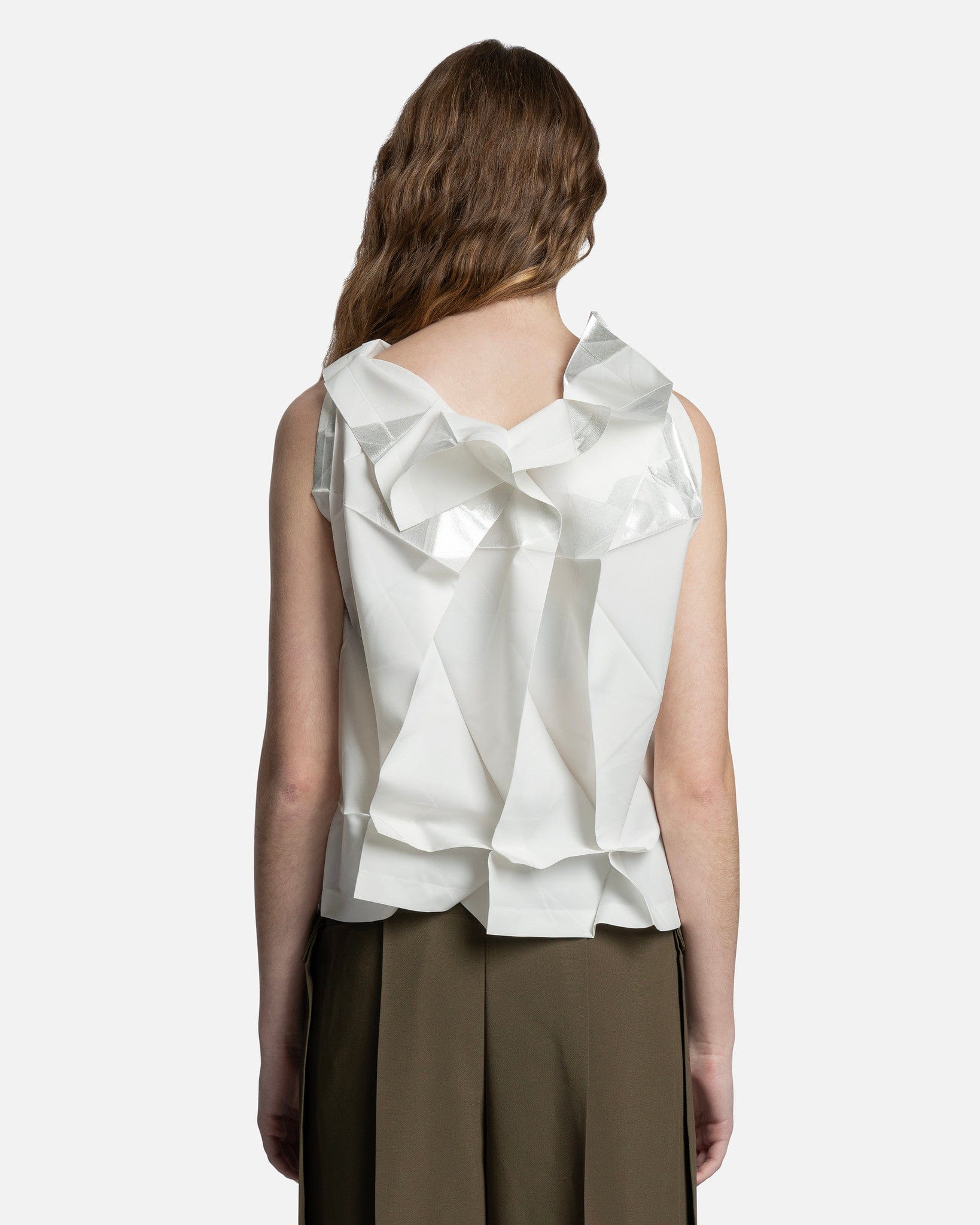 132 5. Issey Miyake Women Tops 132 5. Standard Blouse in White/Silver