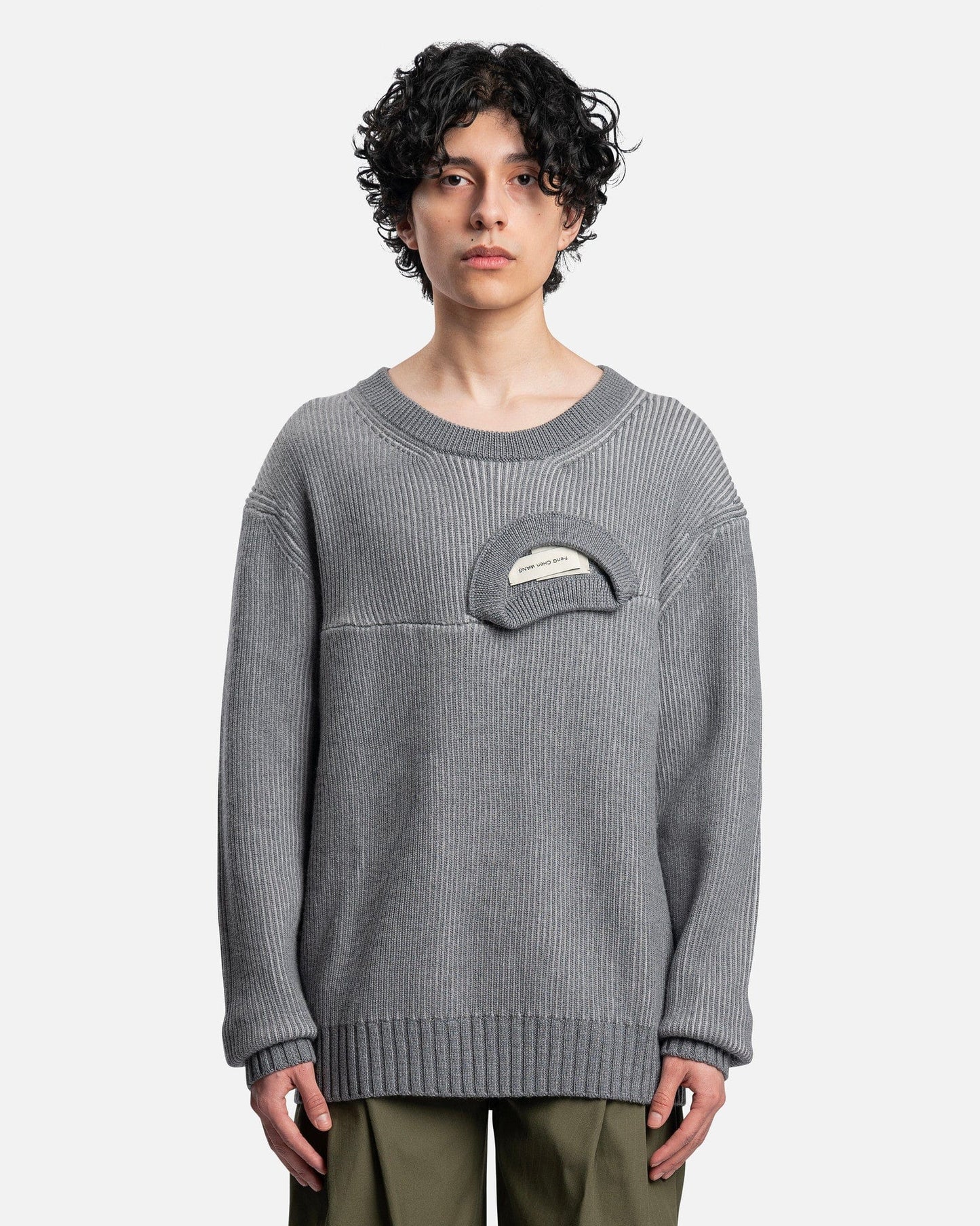Feng Chen Wang Men's Sweater 2 in 1 Pullover Sweater in Grey