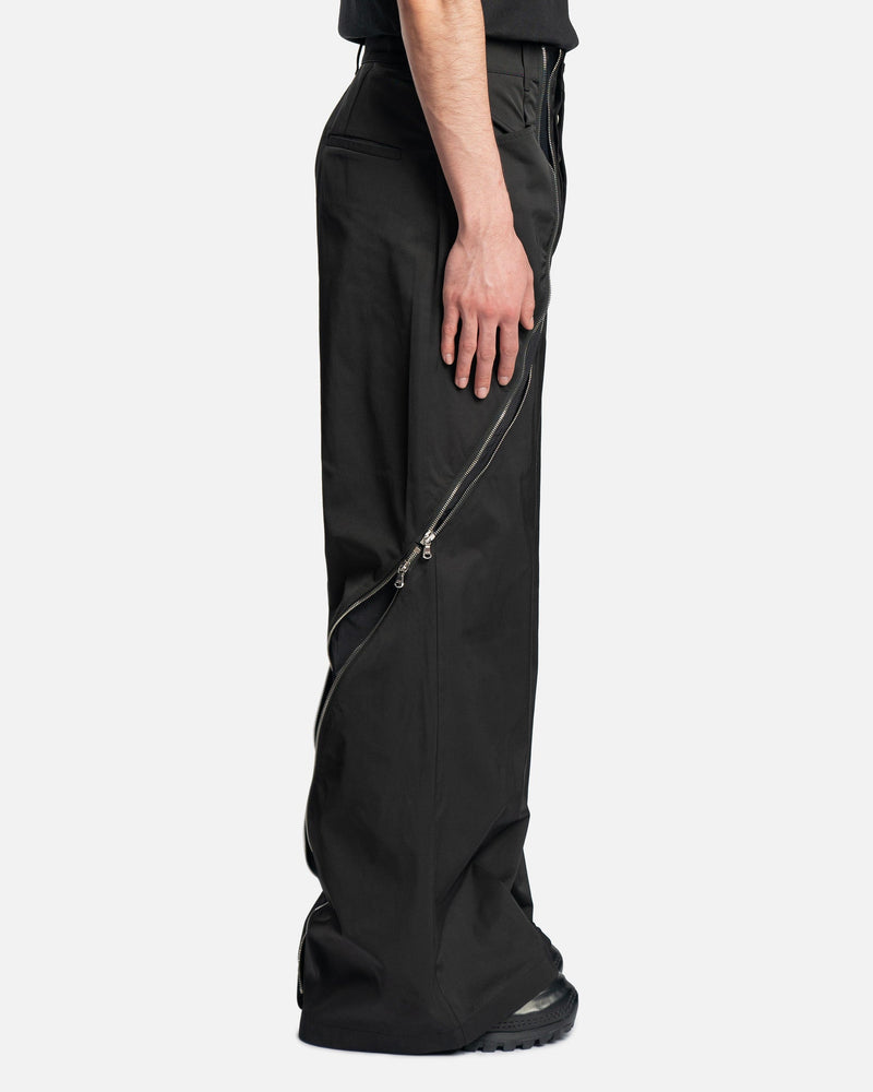 FFFPOSTALSERVICE Men's Pants 3-Way Zip Trouser in Black/Black