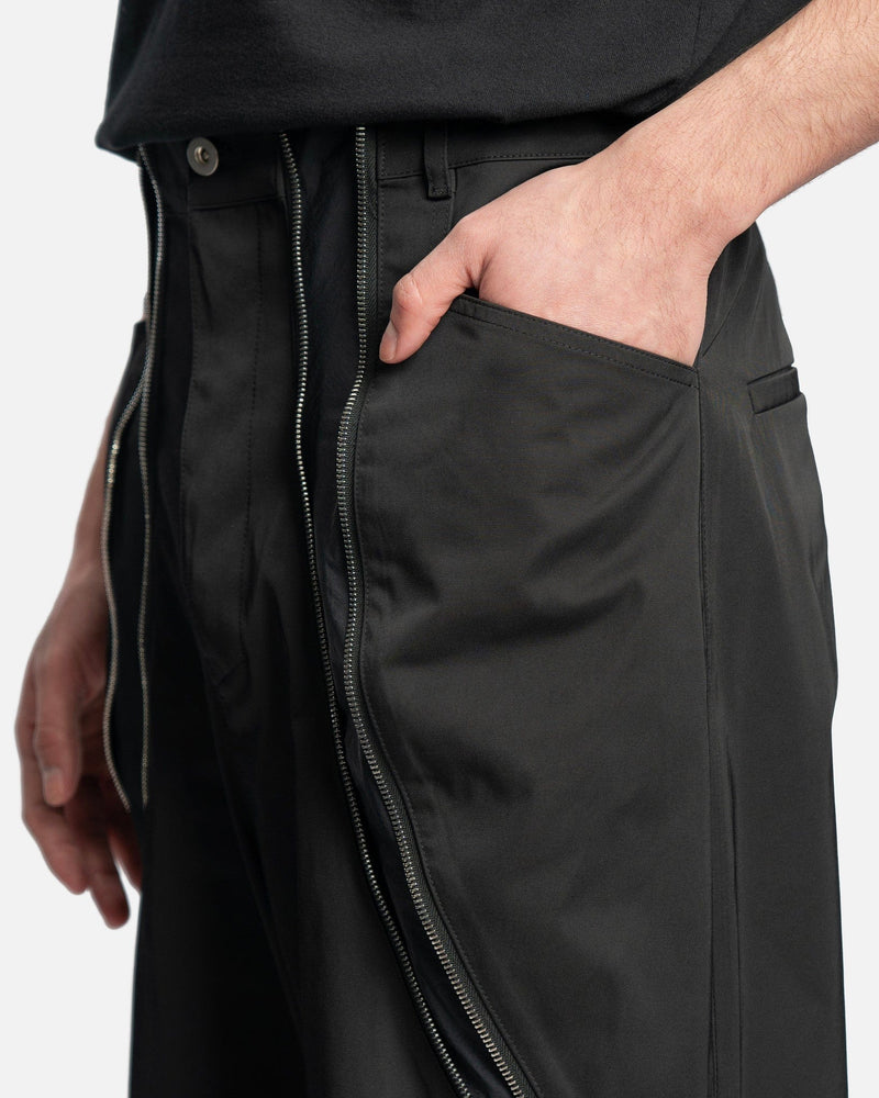 FFFPOSTALSERVICE Men's Pants 3-Way Zip Trouser in Black/Black