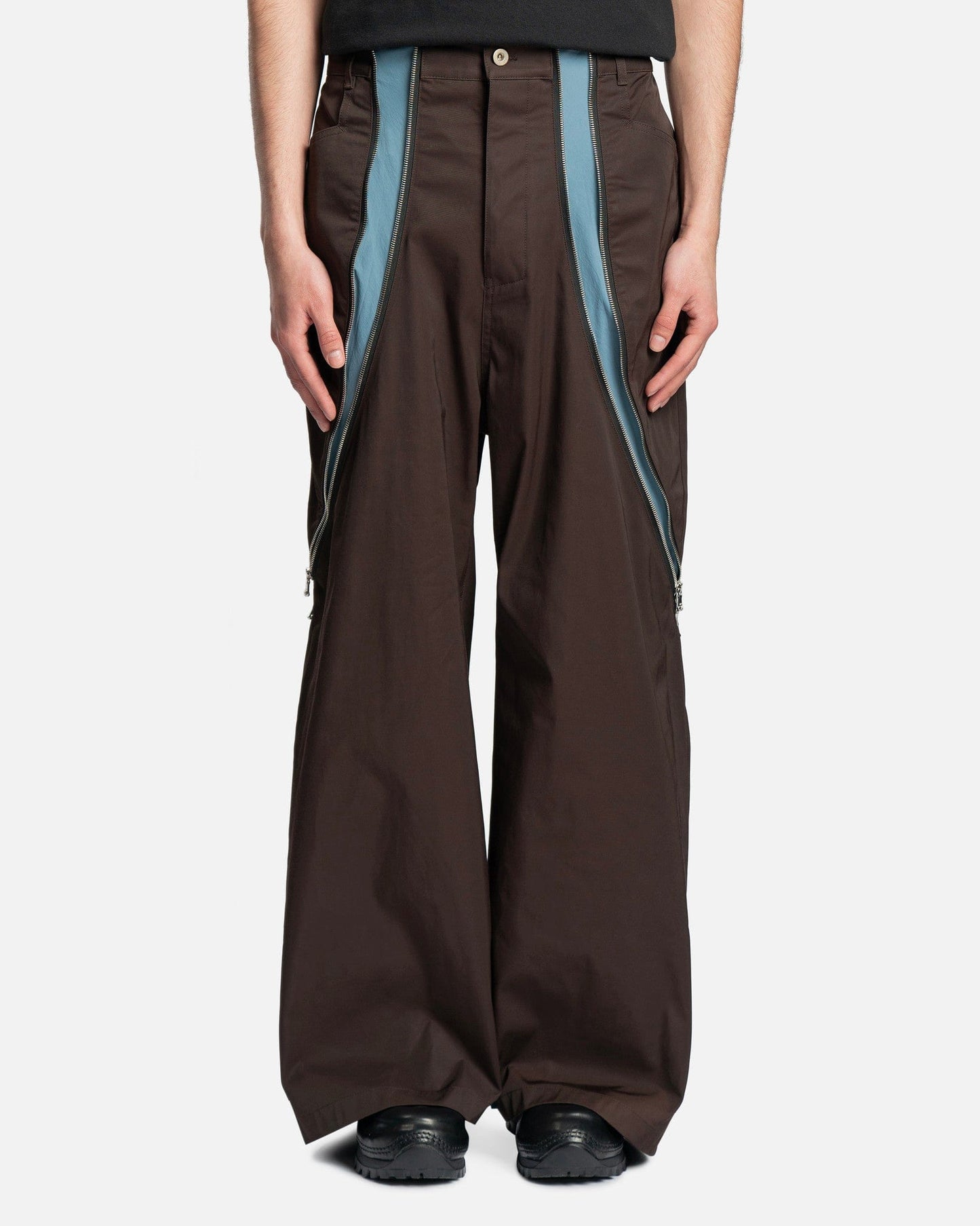 FFFPOSTALSERVICE Men's Pants 3-Way Zip Trouser in Brown/Blue