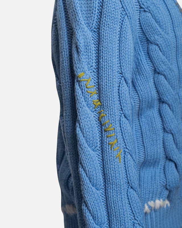 Marni Men's Sweater 3D Cable+Mending Cardigan in Iris Blue