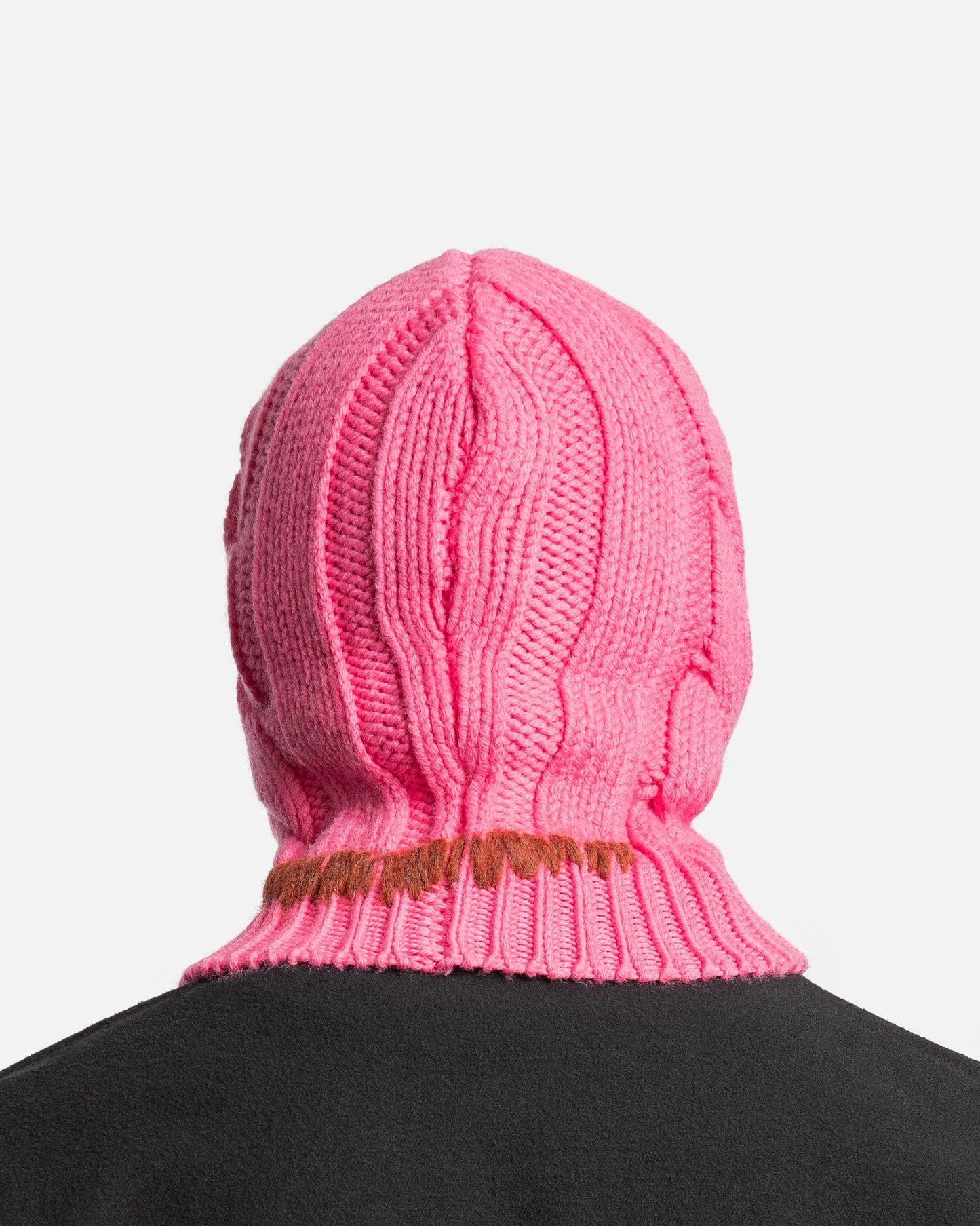 Marni Men's Hats 3D Cable + Mending Wool Balaclava in Fuchsia