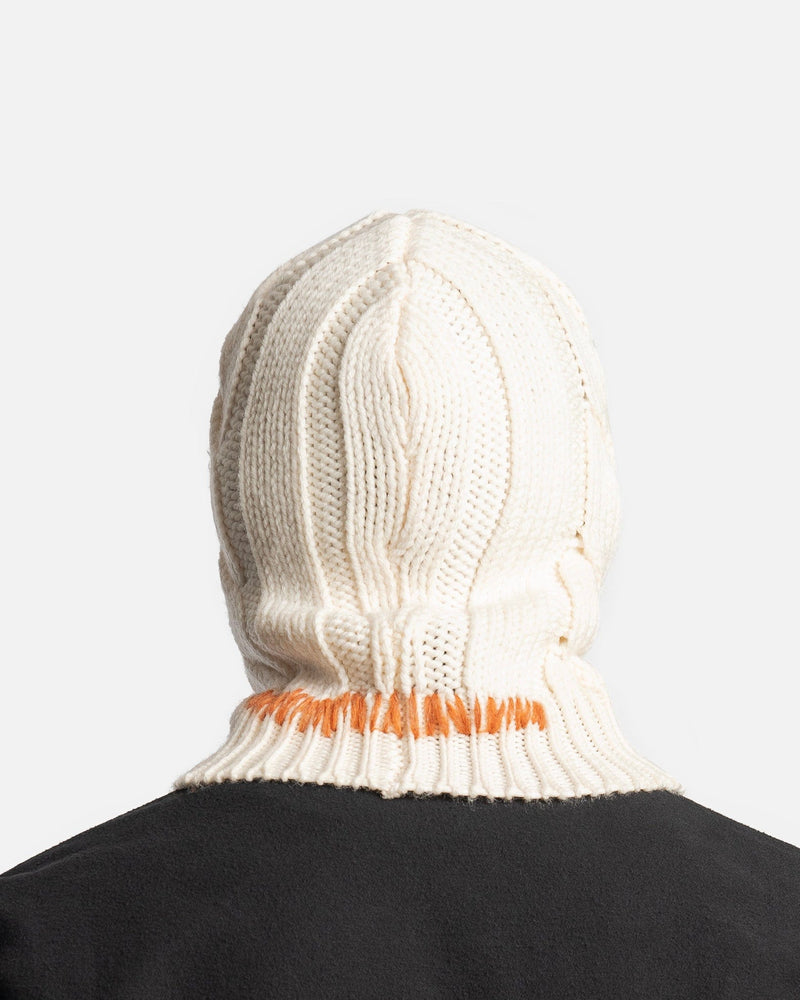 Marni Men's Hats 3D Cable + Mending Wool Balaclava in White