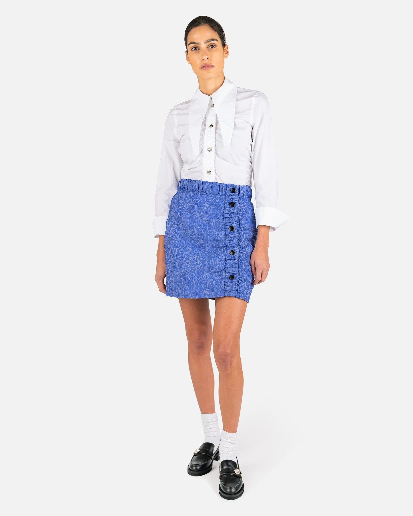 Ganni Women Skirts 3D Jacquard Mini Skirt in Blue Iris