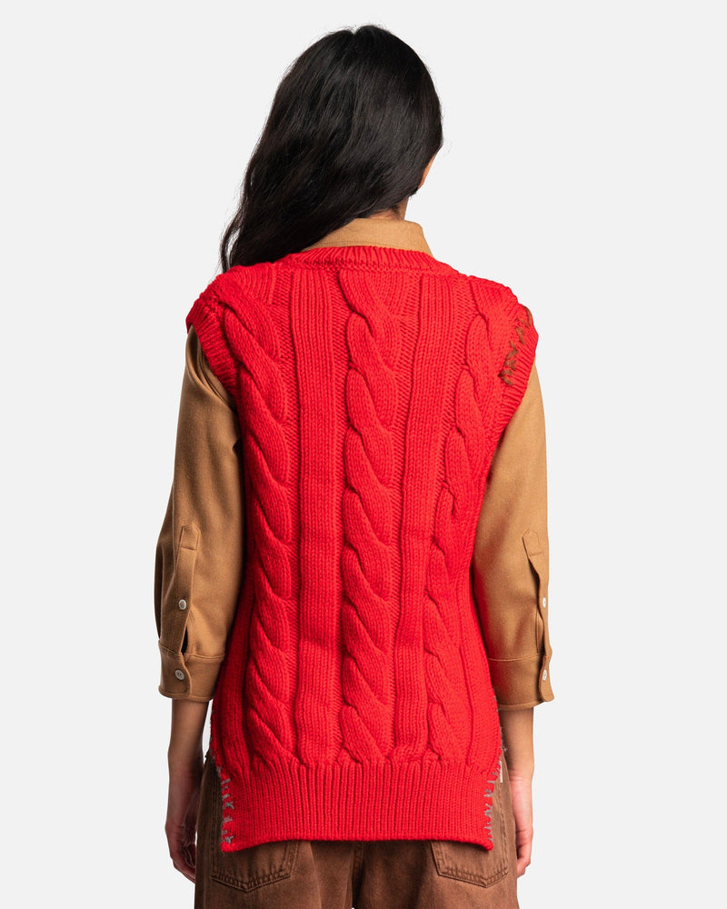 Marni Women Sweaters 3D Mending + Cable Vest in Lacquer