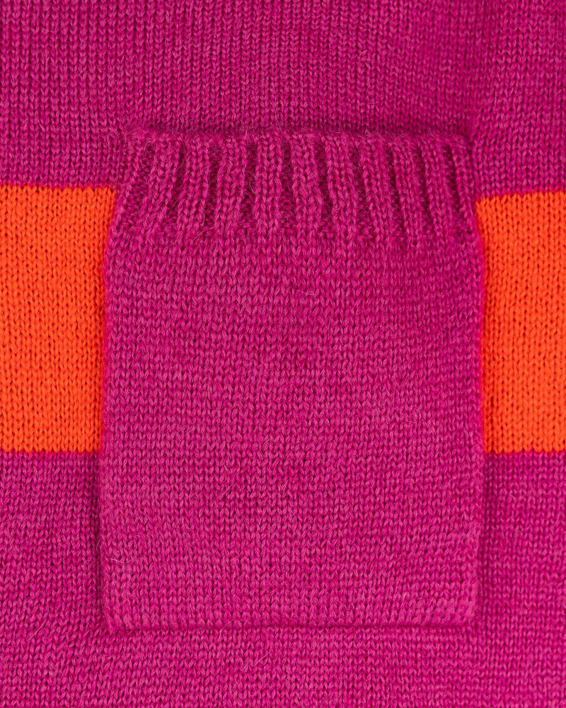 JW Anderson Men's Sweatshirts Striped Patchpocket Crewneck Jumper in Pink/Red