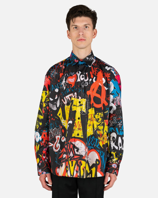 VETEMENTS Men's Shirts Graffiti Shirt in Black