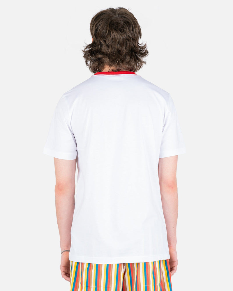 Marni Men's T-Shirts Stripe Logo Organic T-Shirt in Lacquer