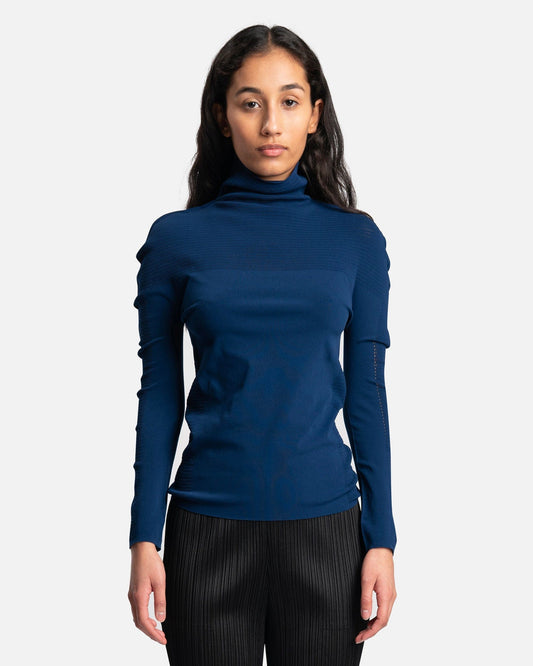 Pleats Please Issey Miyake Women Tops O/S A-Poc Skin Turtleneck in Dark Blue