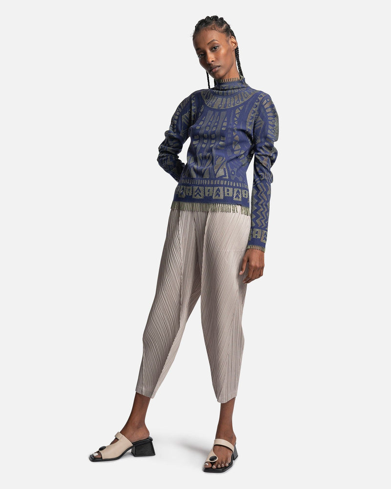 Pleats Please Issey Miyake Women Tops O/S A-POC Skin Turtleneck Sparkle Top in Navy