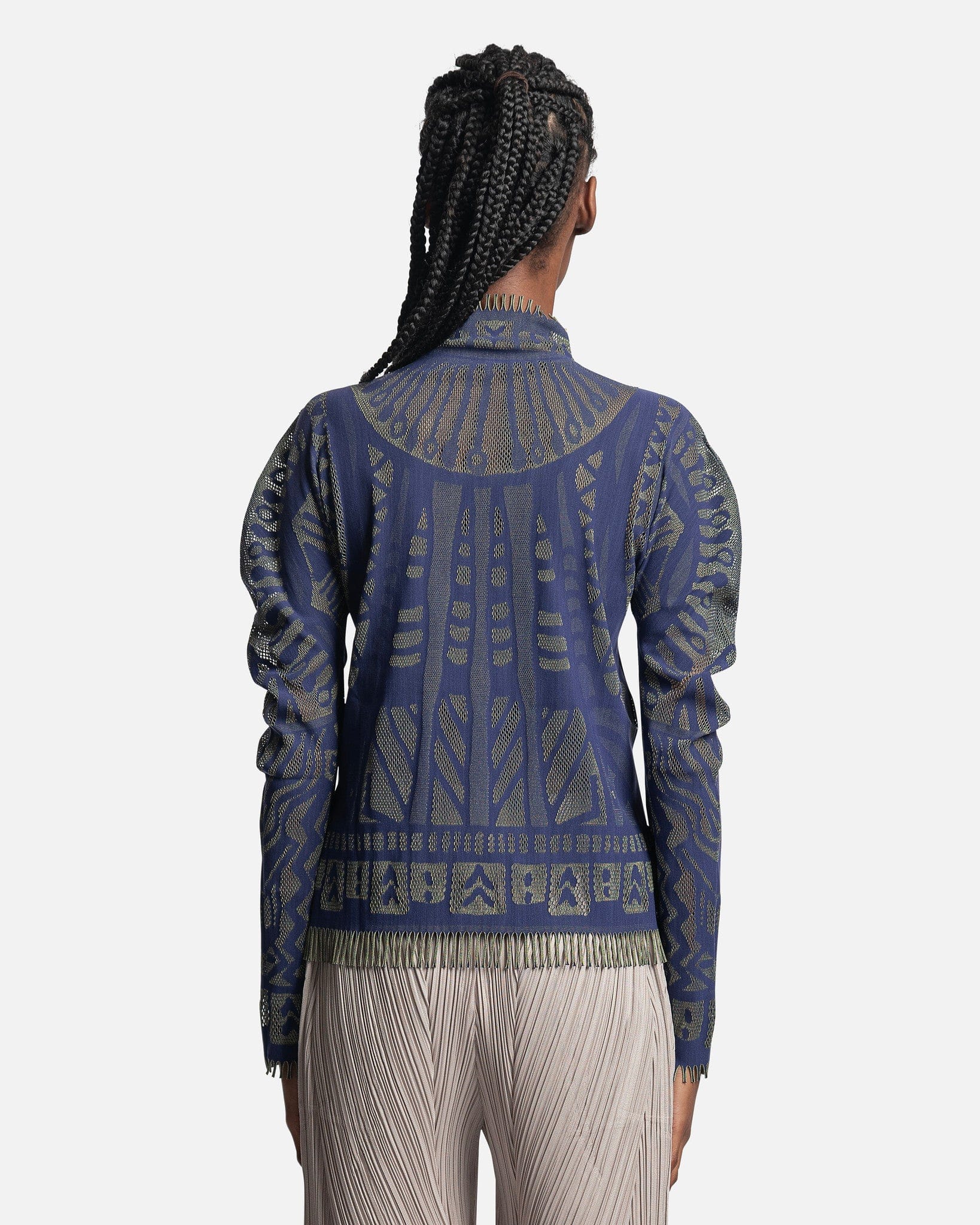 Pleats Please Issey Miyake Women Tops O/S A-POC Skin Turtleneck Sparkle Top in Navy