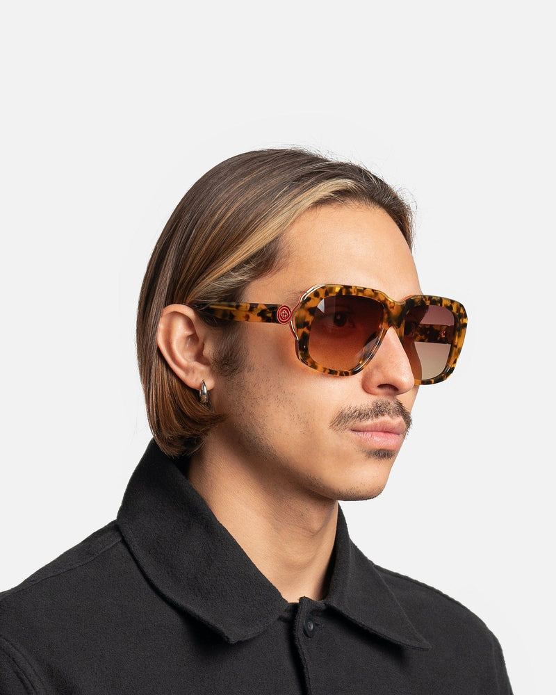 Casablanca Eyewear Acetate & Metal Casino Sunglasses in Brown/Gold