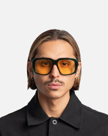 Casablanca Eyewear Acetate & Metal Oversized Square Sunglasses in Dark Green/Red