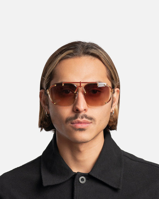 Casablanca Eyewear Acetate & Metal Square Aviators in Brown/Pink Gradient