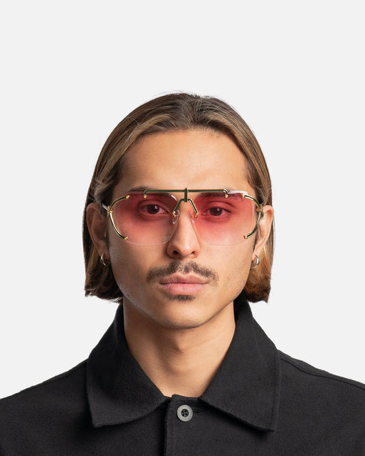 Casablanca Eyewear Acetate & Metal Square Aviators in Green/Pink Gradient