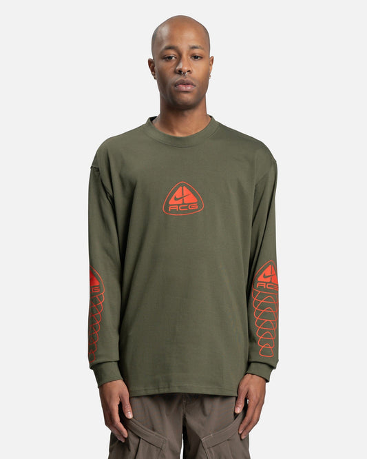 Nike Men's T-Shirts ACG Lungs Long Sleeve T-Shirt in Cargo Khaki