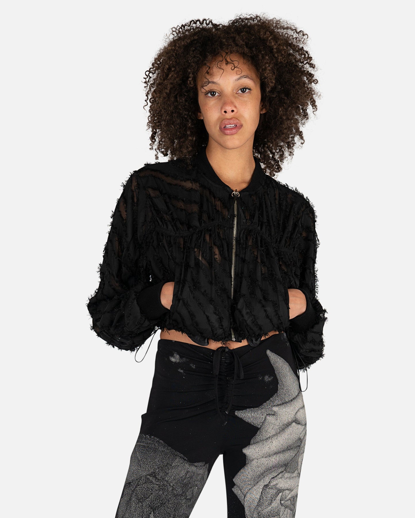 Andersson Bell Women Jackets Adia See-Through Fringe Bomber in Black
