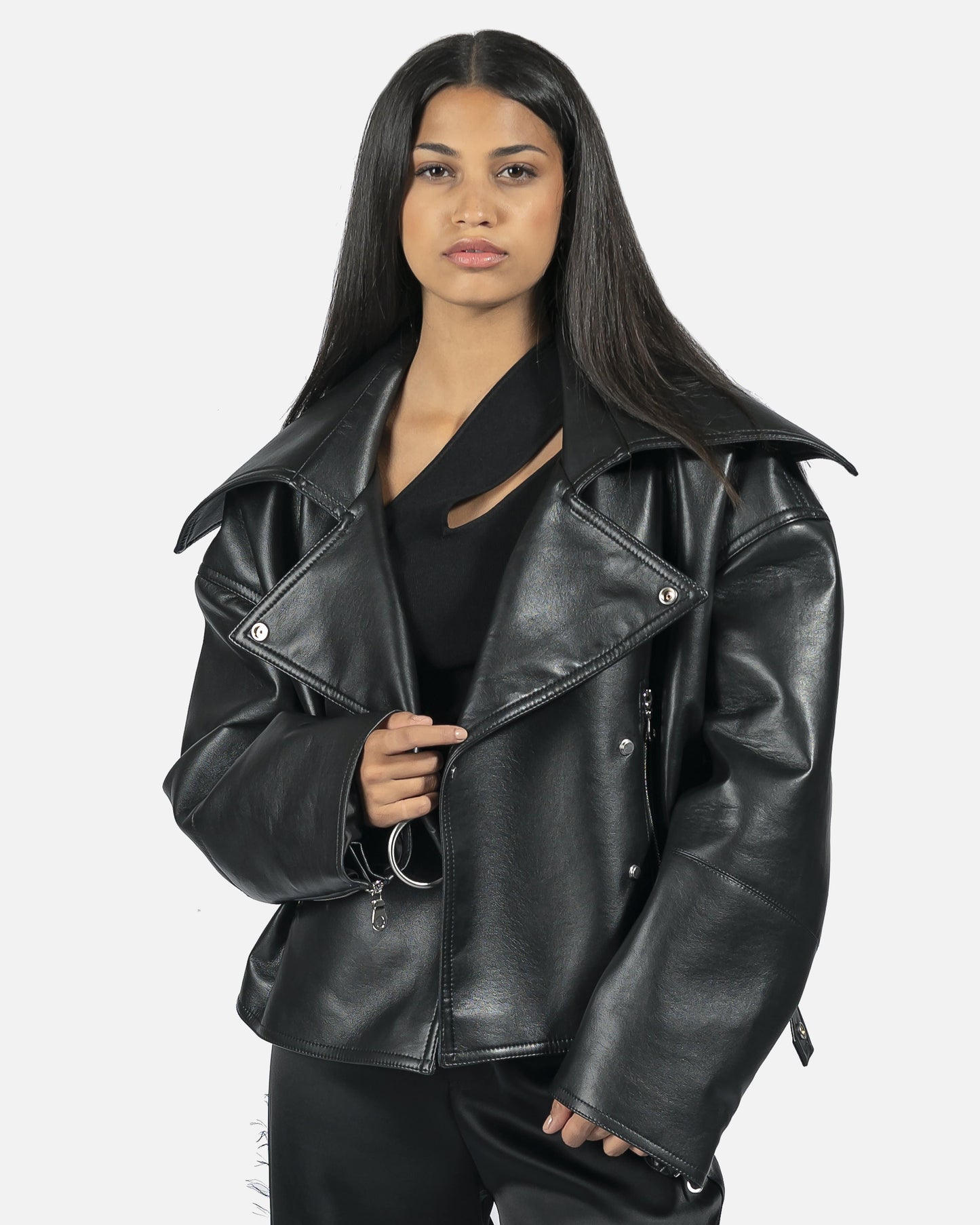 Nanushka Women Jackets Ado Leather Biker Jacket in Black